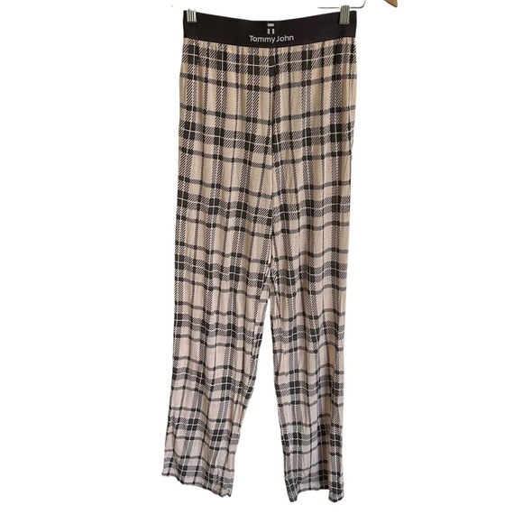 Tommy John Womens XS Modal Knit Plaid Pajama Pants Pull On Gray Cream Stretchy - Picture 1 of 4